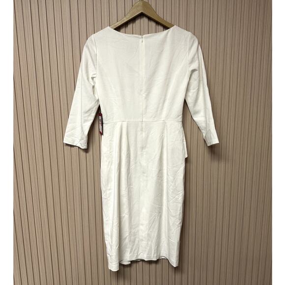 Vince Camuto Angled Ruffle Sheath Dress In Ivory Size 2 VC9M9272 - Picture 3 of 9